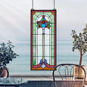 Design Toscano TF28031 11 1/2 Inch Bouquet of Poseys Stained Glass Window