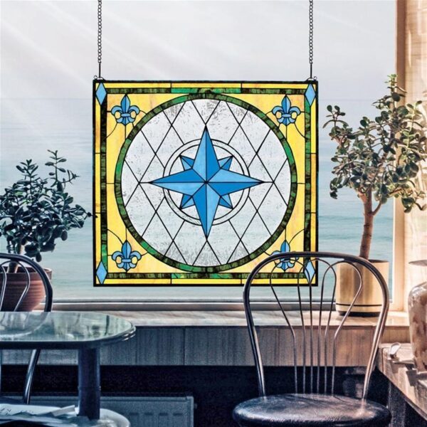 Design Toscano TF5030 28 Inch Compass Rose Stained Glass Window