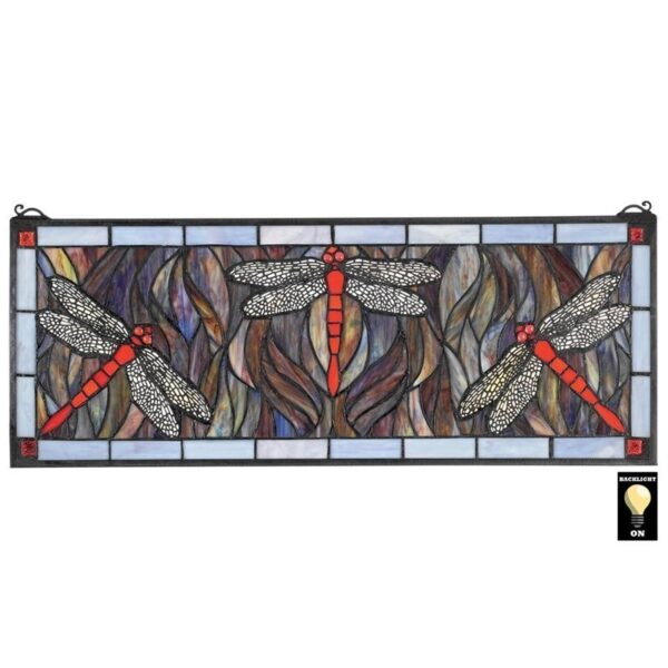 Design Toscano TF510021 26 Inch Dragonfly Stained Glass - Cobalt Blue