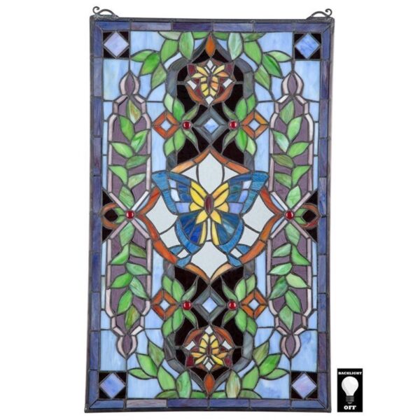 Design Toscano TF7748 15 1/2 Inch Butterfly Utopia Stained Glass Window