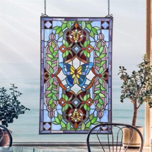 Design Toscano TF7748 15 1/2 Inch Butterfly Utopia Stained Glass Window