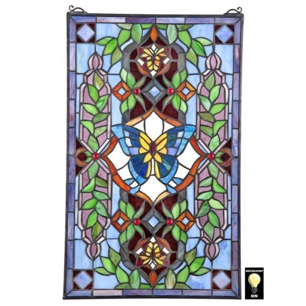 Design Toscano TF7748 15 1/2 Inch Butterfly Utopia Stained Glass Window