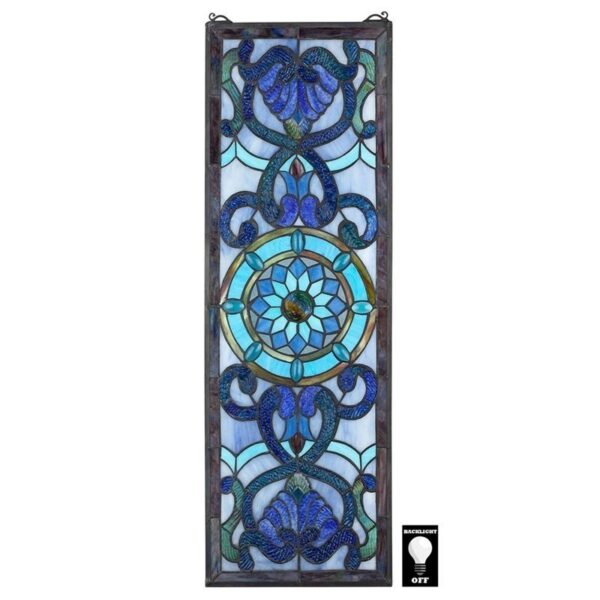 Design Toscano TF810 12 1/2 Inch Harlow Flower Stained Glass Window - Blue