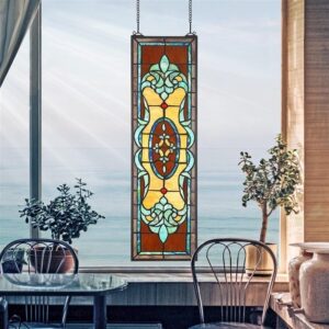 Design Toscano TF811 9 1/2 Inch Vertical Stained Glass Window - Colbert Red and Green