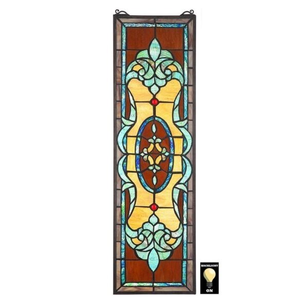 Design Toscano TF811 9 1/2 Inch Vertical Stained Glass Window - Colbert Red and Green