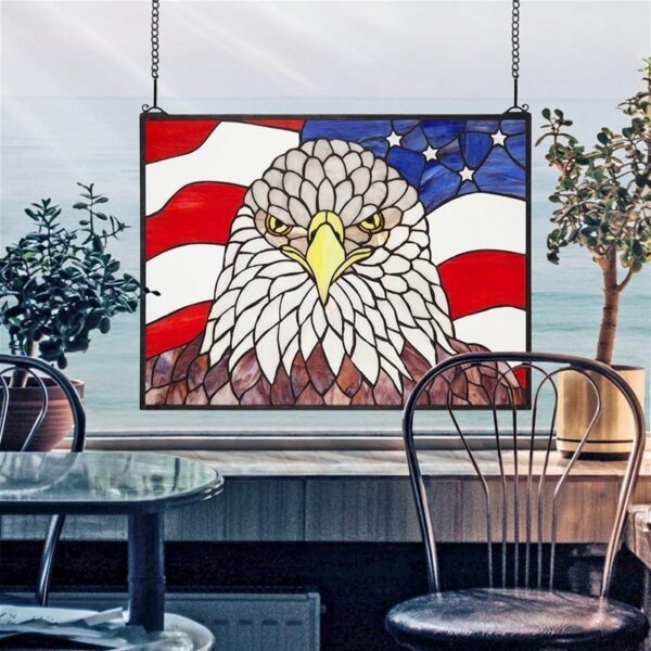 Design Toscano TF817 24 Inch Bald Eagle Stained Glass Window