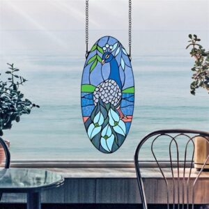 Design Toscano TF9806 11 Inch Majestic Peacock Stained Glass Window