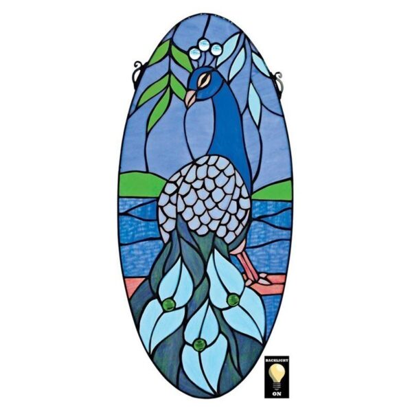 Design Toscano TF9806 11 Inch Majestic Peacock Stained Glass Window