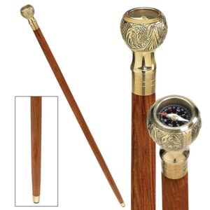 Design Toscano TV6170 2 Inch Compass Walking Stick - Brass