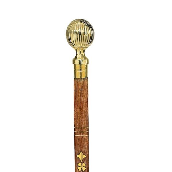 Design Toscano TV6196 2 Inch Fluted Sphere Walking Stick - Brass