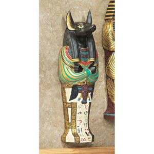 Design Toscano WU68834 4 Inch Anubis Icon of Ancient Egypt Sarcophagus Wall Sculpture - Multicolor